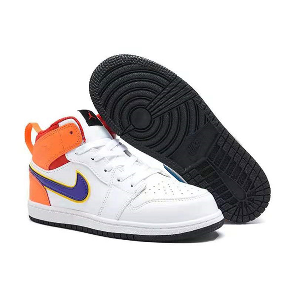 Youth Running Weapon Air Jordan 1 White/Orange Shoes 003